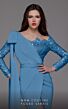 MNM Couture 2688 Long Sleeve High Slit Faux Wrap Dress