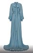 MNM Couture 2706A Split Sleeves High Neck Overskirt Jumpsuit