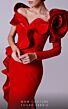 MNM Couture 2714 One Sleeve Off The Shoulder Ruffle Dress
