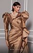MNM Couture 2726 Collar Neck Asymmetric Puff Sleeve Dress
