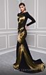 MNM Couture 2730A Long Sleeve Bateau Neck Metallic Drape Dress