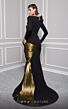 MNM Couture 2730A Long Sleeve Bateau Neck Metallic Drape Dress