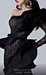 MNM Couture 2735 Asymmetric Neckline Long Sleeve Ruffle Dress