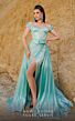 MNM Couture 2743 Long Overskirt Off The Shoulder Pleated Dress