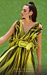 MNM Couture 2748 Long Overskirt Buckle Belt Striped Jumpsuit