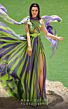 MNM Couture 2749 High Slit Cross Halter Striped Dress
