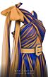 MNM Couture 2749 High Slit Cross Halter Striped Dress