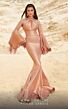 MNM Couture 2751 Bell Sleeves Halter Neck Metallic Dress