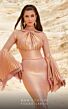 MNM Couture 2751 Bell Sleeves Halter Neck Metallic Dress