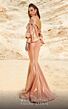 MNM Couture 2752 Bubble Sleeves Off The Shoulder Metallic Dress