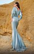MNM Couture 2756 Batwing Sleeve Ruched Metallic Dress