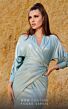 MNM Couture 2756 Batwing Sleeve Ruched Metallic Dress
