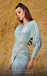 MNM Couture 2756 Batwing Sleeve Ruched Metallic Dress