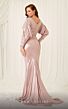 MNM Couture 2756 Batwing Sleeve Ruched Metallic Dress