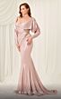 MNM Couture 2756 Batwing Sleeve Ruched Metallic Dress