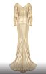 MNM Couture 2756 Batwing Sleeve Ruched Metallic Dress