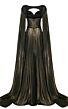MNM Couture 2759 Floor-Length Sleeves Bateau Neck Metallic Dress