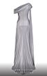 MNM Couture 2760 Asymmetrical Neckline High Slit Metallic Dress
