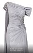 MNM Couture 2760 Asymmetrical Neckline High Slit Metallic Dress