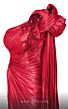 MNM Couture 2761 Long Cape High Slit Pleated Metallic Dress