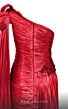 MNM Couture 2761 Long Cape High Slit Pleated Metallic Dress