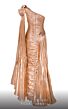 MNM Couture 2761 Long Cape High Slit Pleated Metallic Dress