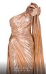 MNM Couture 2761 Long Cape High Slit Pleated Metallic Dress