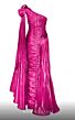 MNM Couture 2761 Long Cape High Slit Pleated Metallic Dress