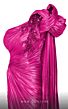 MNM Couture 2761 Long Cape High Slit Pleated Metallic Dress