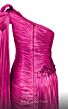 MNM Couture 2761 Long Cape High Slit Pleated Metallic Dress