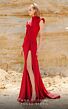 MNM Couture 2764 Mismatched Sleeves High Neck Ruched Dress