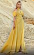 MNM Couture 2776 Long Overskirt Cross Halter Pleated Dress