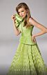 MNM Couture 2799 Ruffle Shoulder Asymmetric Pleated Dress