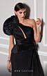 MNM Couture 2799A Side Tail One Shoulder Peplum Dress