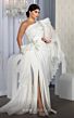 MNM Couture F02801 Side Tail One Sleeve Faux Wrap Dress