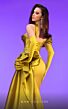 MNM Couture F02810 Asymmetric Neck Side Tail Pleated Dress