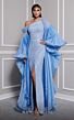 MNM Couture F02816A Removable Sleeve Asymmetric Neck Sequin Dress