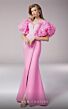 MNM Couture F02824 Rosette Sleeve Plunging Neck Dress