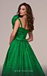MNM Couture F02877 Rosette Asymmetric Neck Overskirt Brocade Dress