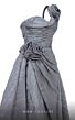MNM Couture F02877 Rosette Asymmetric Neck Overskirt Brocade Dress