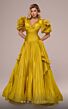 MNM Couture F02885 Ruffle Sleeve Drop Waist Pleated Dress