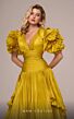MNM Couture F02885 Ruffle Sleeve Drop Waist Pleated Dress