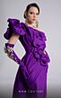 MNM Couture F02904 Ruffled Asymmetric Neck Overskirt Dress