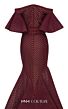 MNM Couture F02925 Plunging Neck Off-The-Shoulder Flare Sleeve Dress