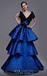 MNM Couture 2737 Ruched V-Neck Tiered Skirt Jacquard Dress