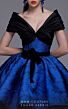 MNM Couture 2737 Ruched V-Neck Tiered Skirt Jacquard Dress