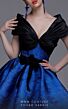 MNM Couture 2737 Ruched V-Neck Tiered Skirt Jacquard Dress