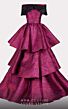 MNM Couture 2737 Ruched V-Neck Tiered Skirt Jacquard Dress