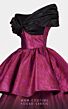 MNM Couture 2737 Ruched V-Neck Tiered Skirt Jacquard Dress