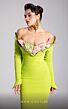 MNM Couture F02908 Lime Long Sleeve Off The Shoulder Dress